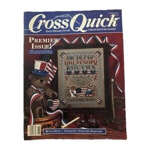 Cross Quick Premier Issue Patriotic Cover  Cross Stitch Patterns Aug/Sept 1988
